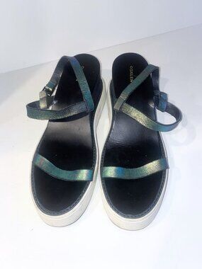 Osklen Iridescent Leather Strappy Platform Sandals, Size US:9/EUR:40